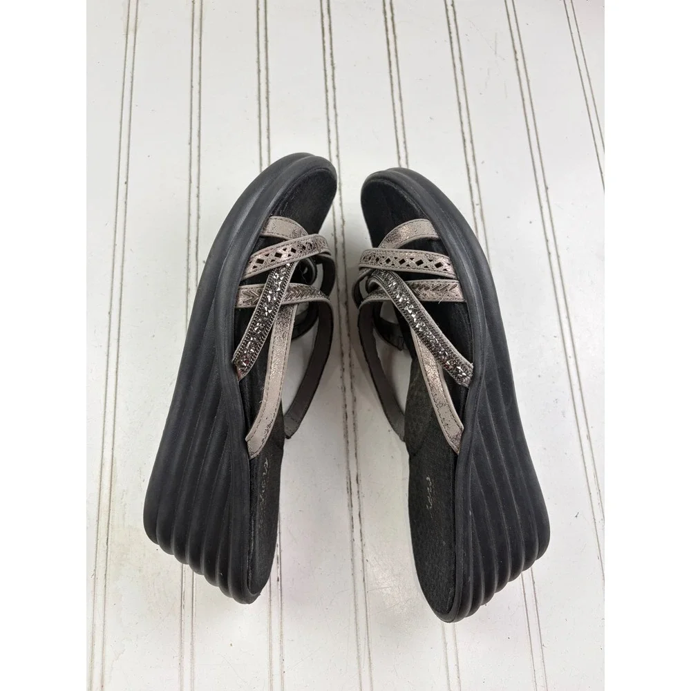Skechers Rumblers Metallic Strappy Rhinestone Wedge Sandals Women's Size 9